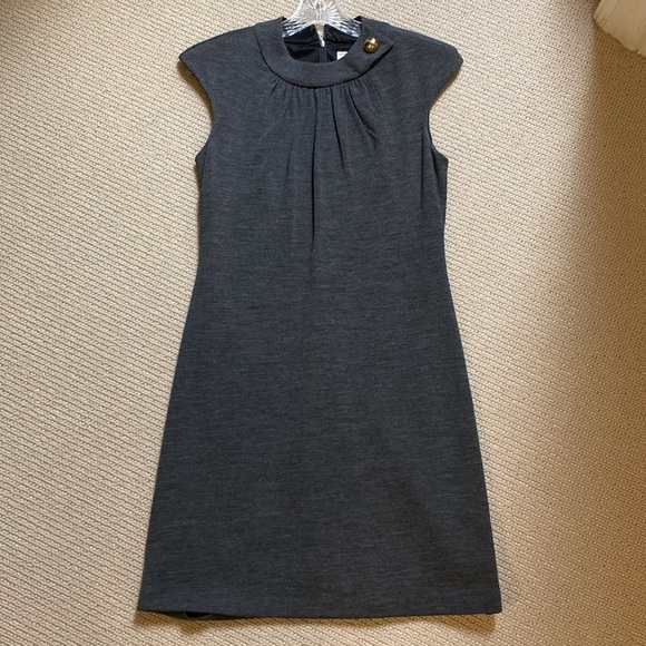 milly grey dress Short Sleeve Linen Wrap Dress Milly S / Shadow Purple